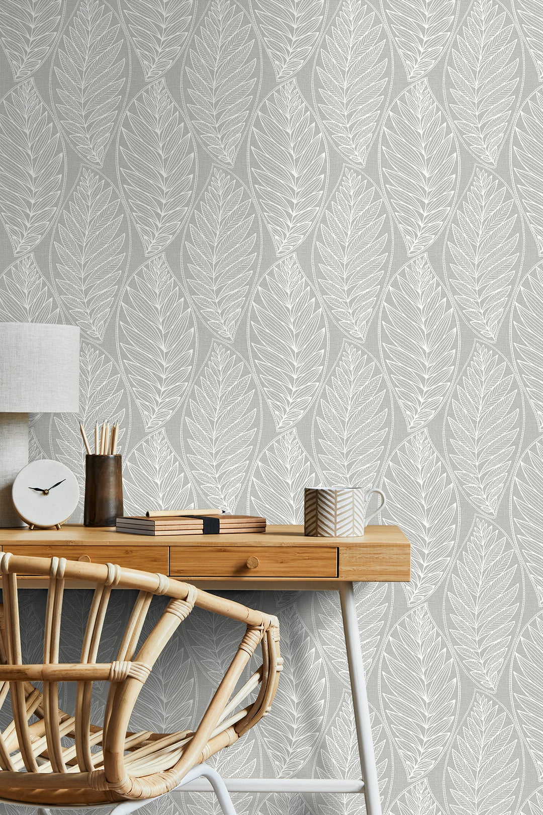 Kira Leaf Husk Harbor Grey SC20308 by Seabrook Designs Designer Wallpaper