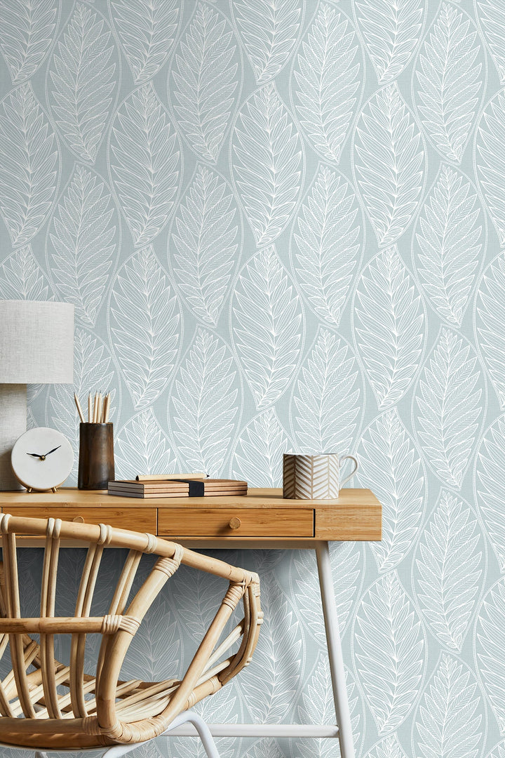 Kira Leaf Husk Cape Blue SC20312 by Seabrook Designs Designer Wallpaper