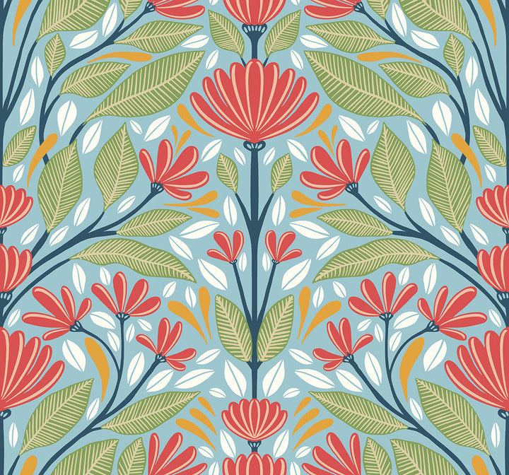 Carmela Folk Floral Summer Garden SC20604 by Seabrook Designs Designer Wallpaper