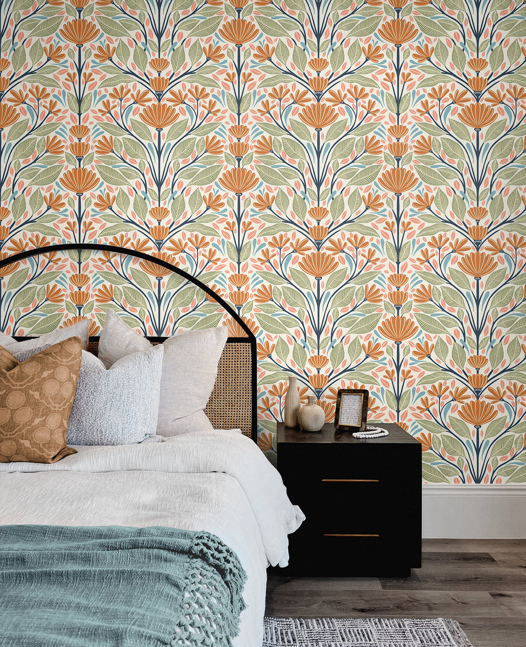 Carmela Folk Floral Summer Ends SC20606 by Seabrook Designs Designer Wallpaper