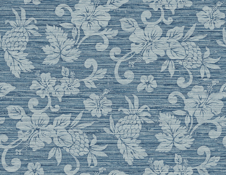 Juno Island Floral Bay Blue SC20802 by Seabrook Designs Designer Wallpaper