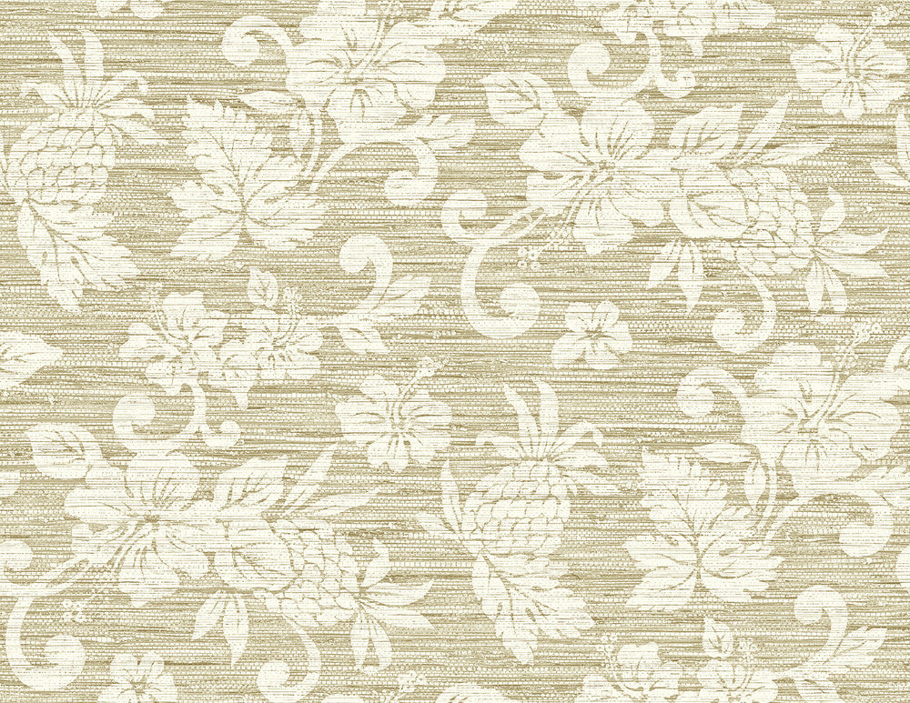 Juno Island Floral Saddle Tan SC20805 by Seabrook Designs Designer Wallpaper