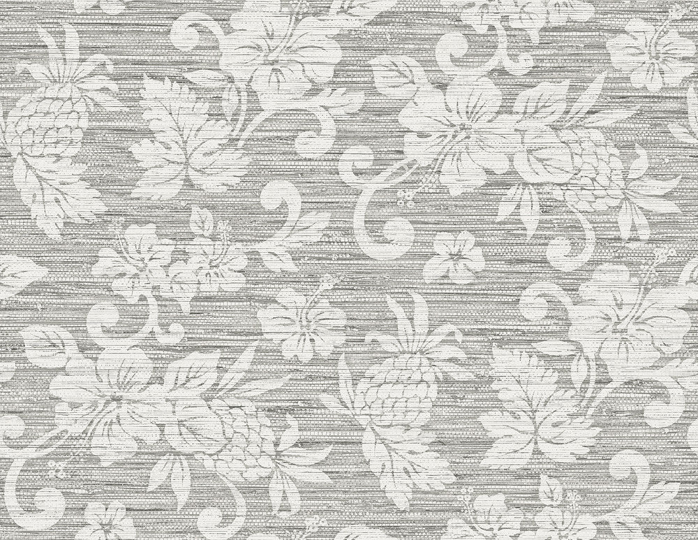 Juno Island Floral Half Moon Grey SC20808 by Seabrook Designs Designer Wallpaper