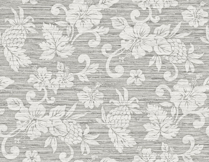 Juno Island Floral Half Moon Grey SC20808 by Seabrook Designs Designer Wallpaper