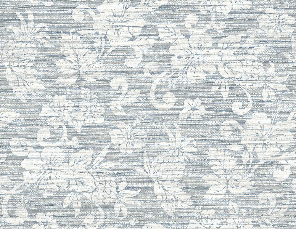Juno Island Floral Fantasy Blue SC20812 by Seabrook Designs Designer Wallpaper