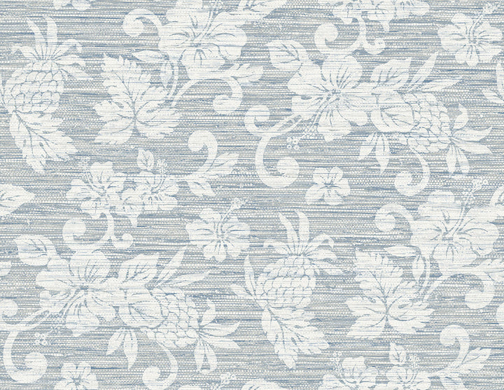 Juno Island Floral Fantasy Blue SC20812 by Seabrook Designs Designer Wallpaper