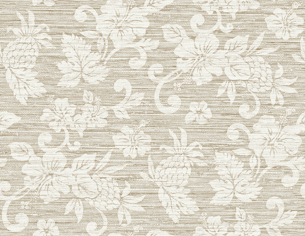 Juno Island Floral Balanced Beige SC20815 by Seabrook Designs Designer Wallpaper