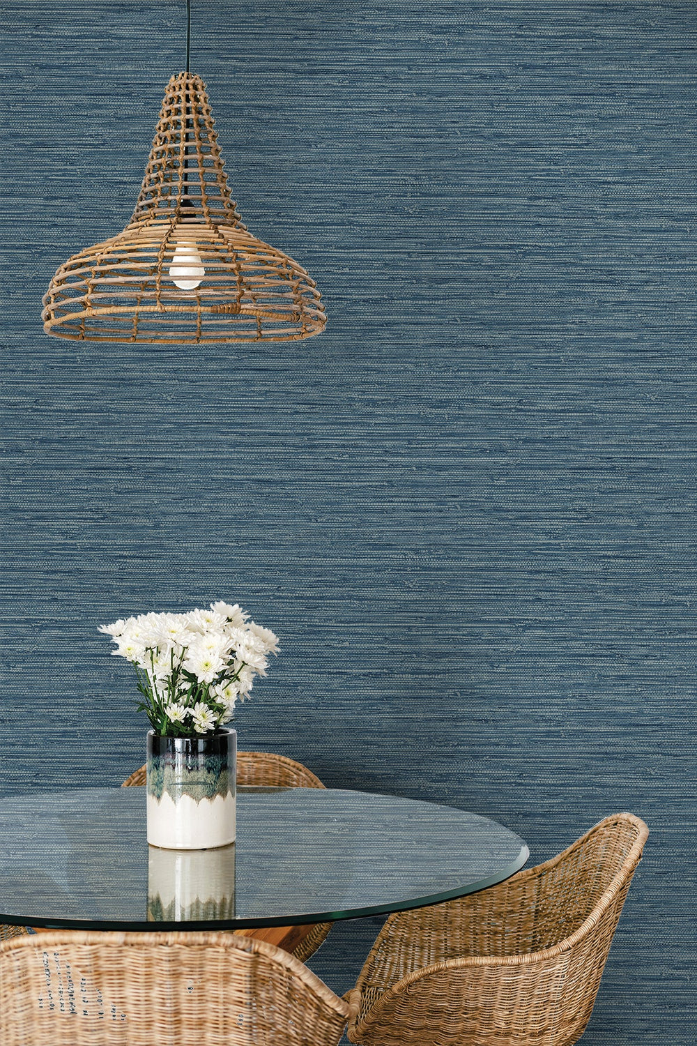 Isla Faux Jute Bay Blue SC20902 by Seabrook Designs Designer Wallpaper