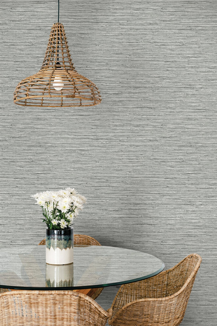 Isla Faux Jute Half Moon Grey SC20908 by Seabrook Designs Designer Wallpaper