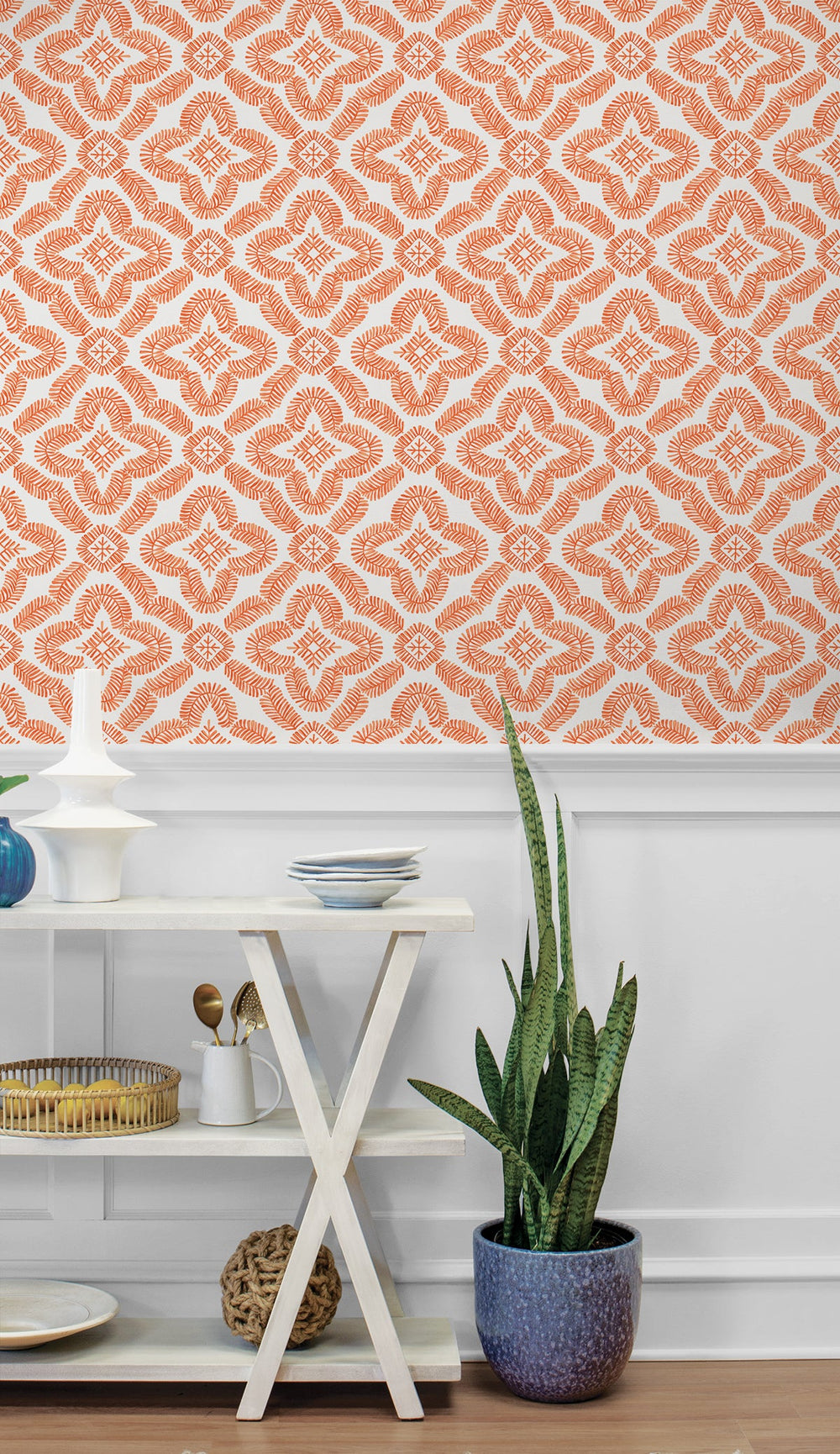Talia Botanical Medallion Salmon SC21301 by Seabrook Designs Designer Wallpaper