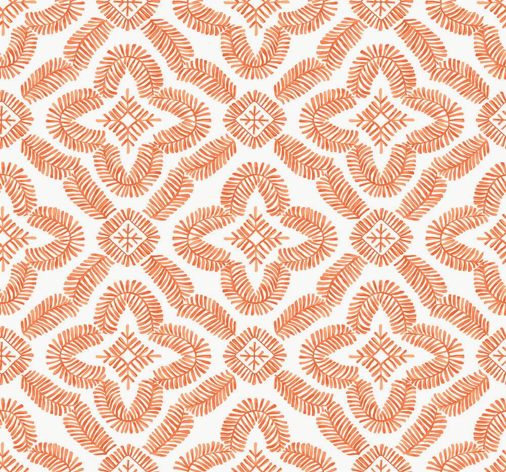 Talia Botanical Medallion Salmon SC21301 by Seabrook Designs Designer Wallpaper