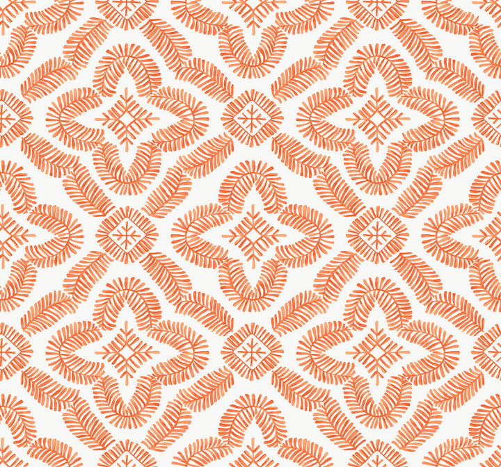 Talia Botanical Medallion Salmon SC21301 by Seabrook Designs Designer Wallpaper