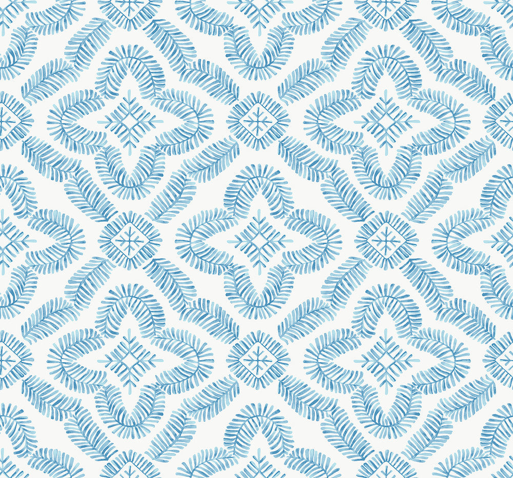 Talia Botanical Medallion Breezy Blue SC21302 by Seabrook Designs Designer Wallpaper