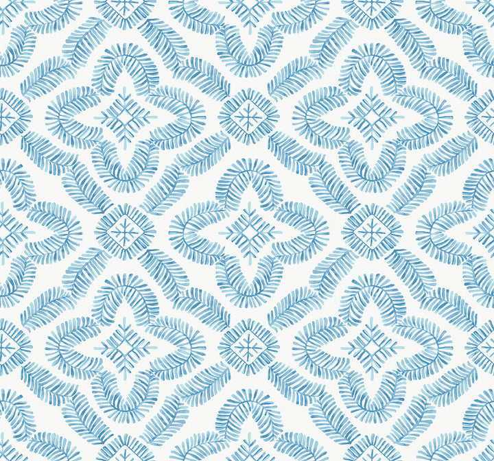 Talia Botanical Medallion Breezy Blue SC21302 by Seabrook Designs Designer Wallpaper
