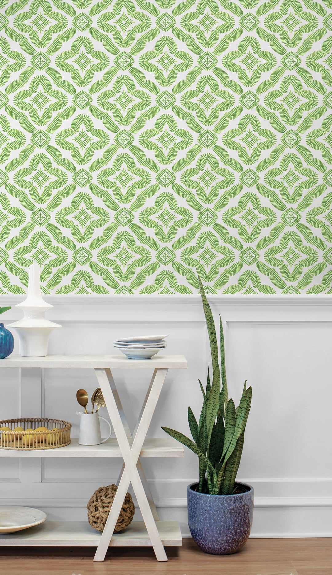 Talia Botanical Medallion Kiwi Green SC21304 by Seabrook Designs Designer Wallpaper