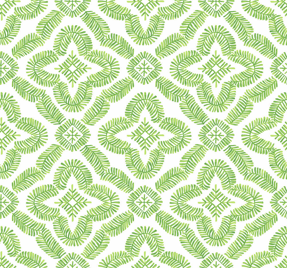 Talia Botanical Medallion Kiwi Green SC21304 by Seabrook Designs Designer Wallpaper