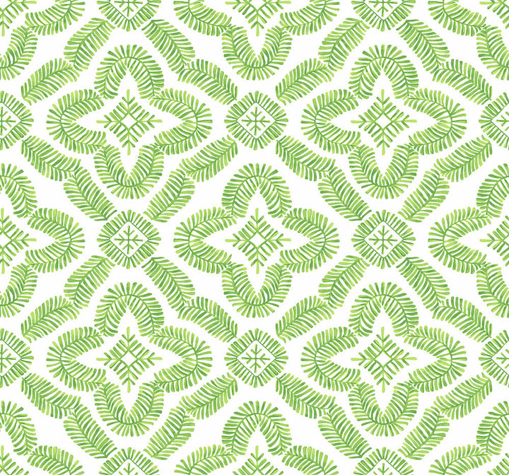 Talia Botanical Medallion Kiwi Green SC21304 by Seabrook Designs Designer Wallpaper