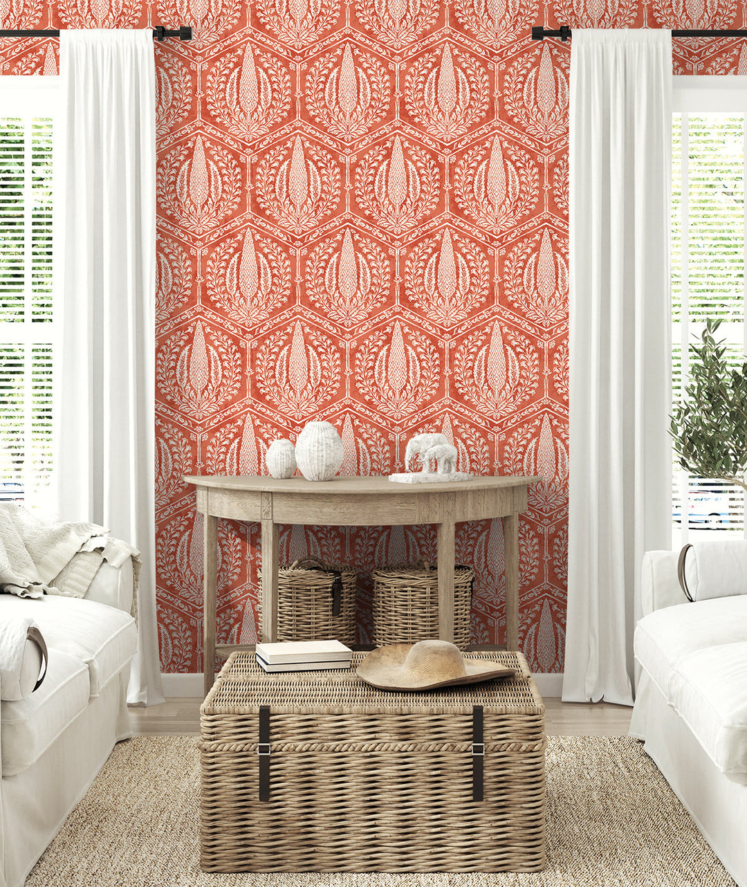 Cyrus Harvest Red Terracotta SC21401 by Seabrook Designs Designer Wallpaper