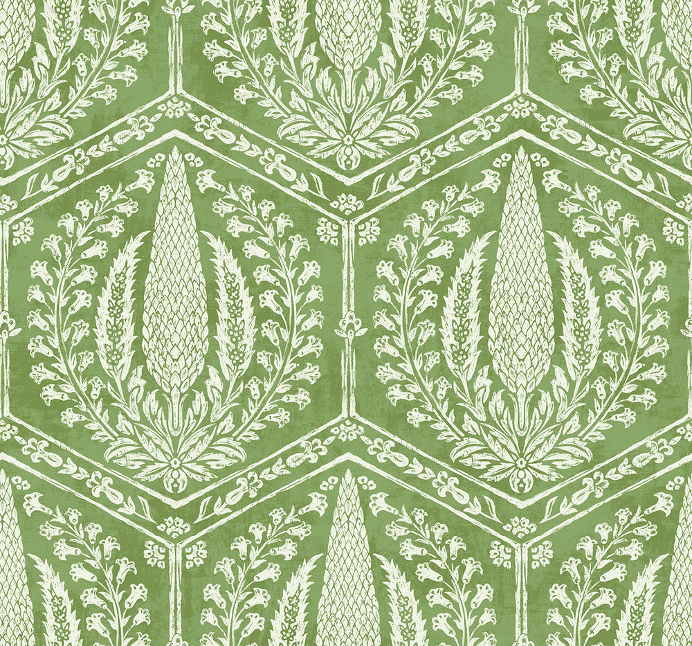 Cyrus Harvest Courtyard Green SC21404 by Seabrook Designs Designer Wallpaper