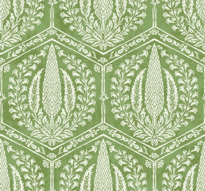 Cyrus Harvest Courtyard Green SC21404 by Seabrook Designs Designer Wallpaper