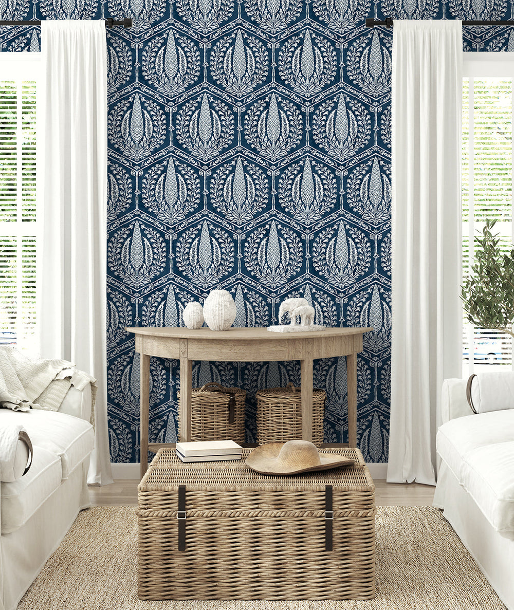 Cyrus Harvest Rich Navy SC21412 by Seabrook Designs Designer Wallpaper