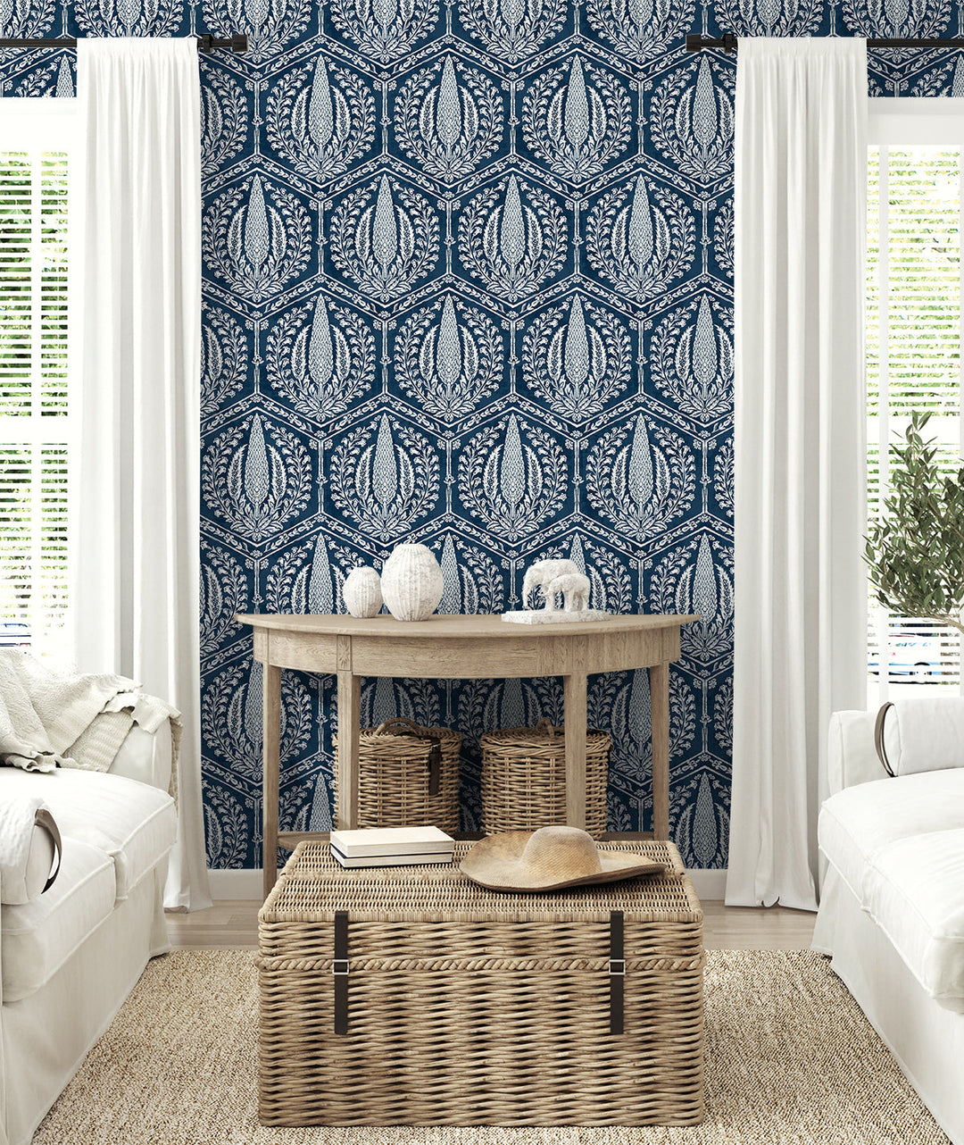 Cyrus Harvest Rich Navy SC21412 by Seabrook Designs Designer Wallpaper