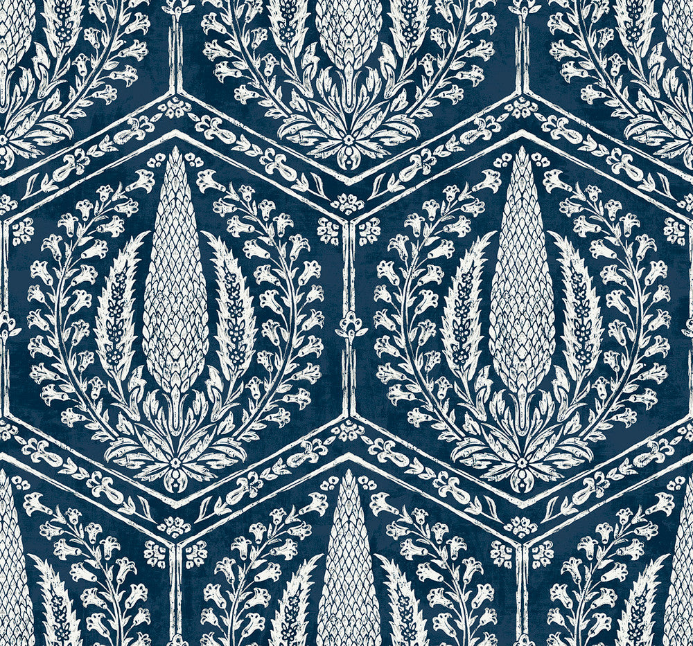 Cyrus Harvest Rich Navy SC21412 by Seabrook Designs Designer Wallpaper