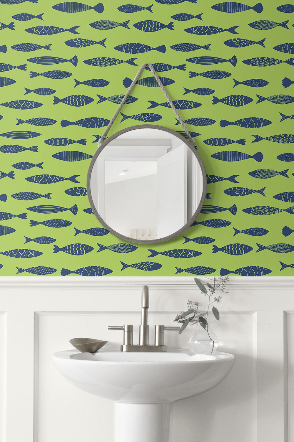 Bay Fish Buckingham Green SC21504 by Seabrook Designs Designer Wallpaper