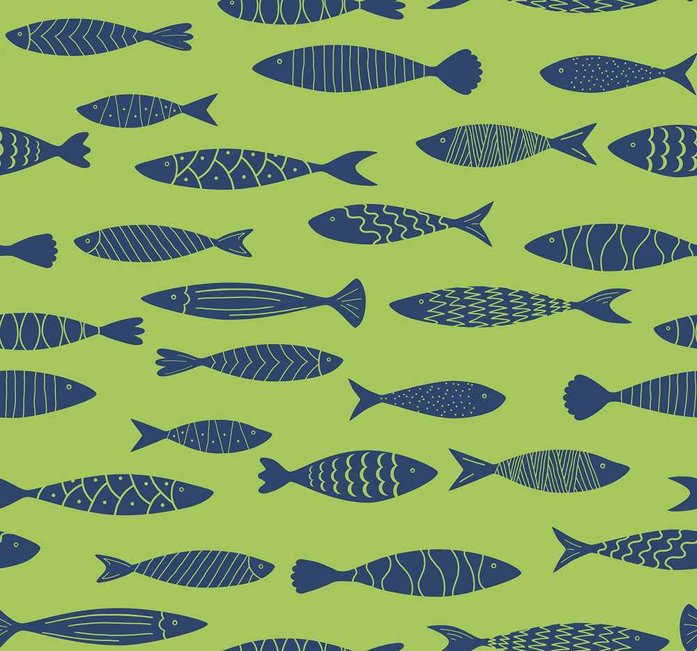 Bay Fish Buckingham Green SC21504 by Seabrook Designs Designer Wallpaper