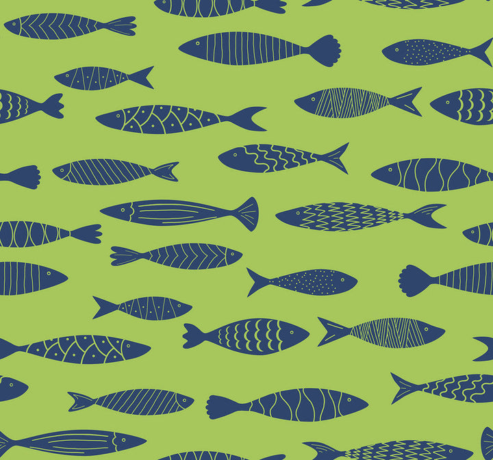 Bay Fish Buckingham Green SC21504 by Seabrook Designs Designer Wallpaper