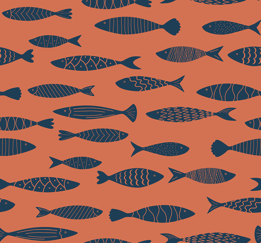 Bay Fish Coral Reef SC21506 by Seabrook Designs Designer Wallpaper