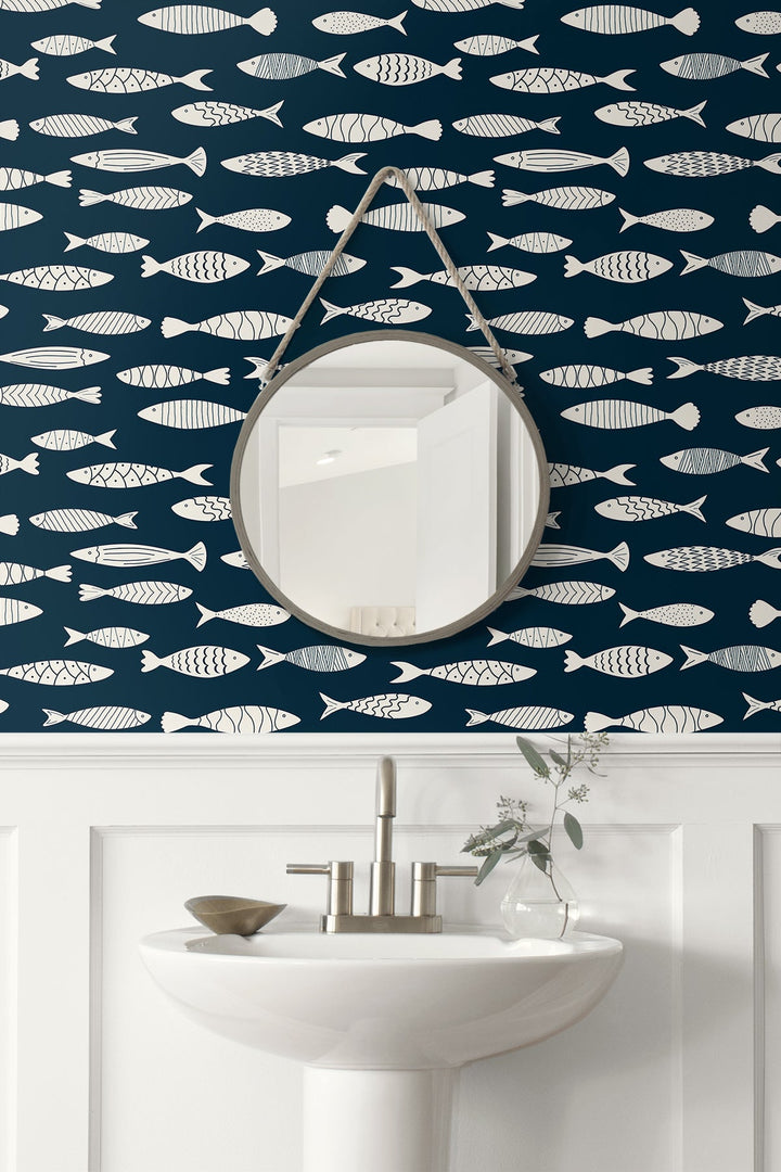 Bay Fish Deep Seas SC21512 by Seabrook Designs Designer Wallpaper