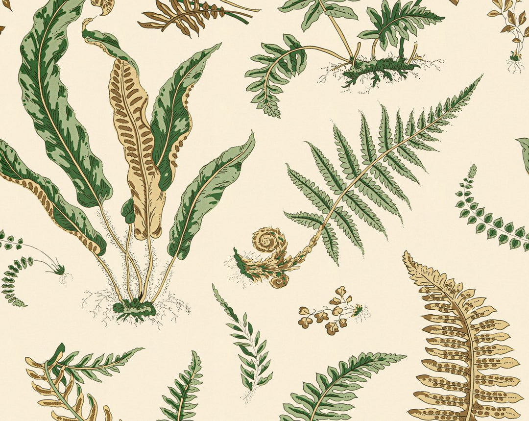 Elsie De Wolfe Wallcovering Greens On Off-White SCWP88592D0001 by Scalamandre Designer Wallpaper