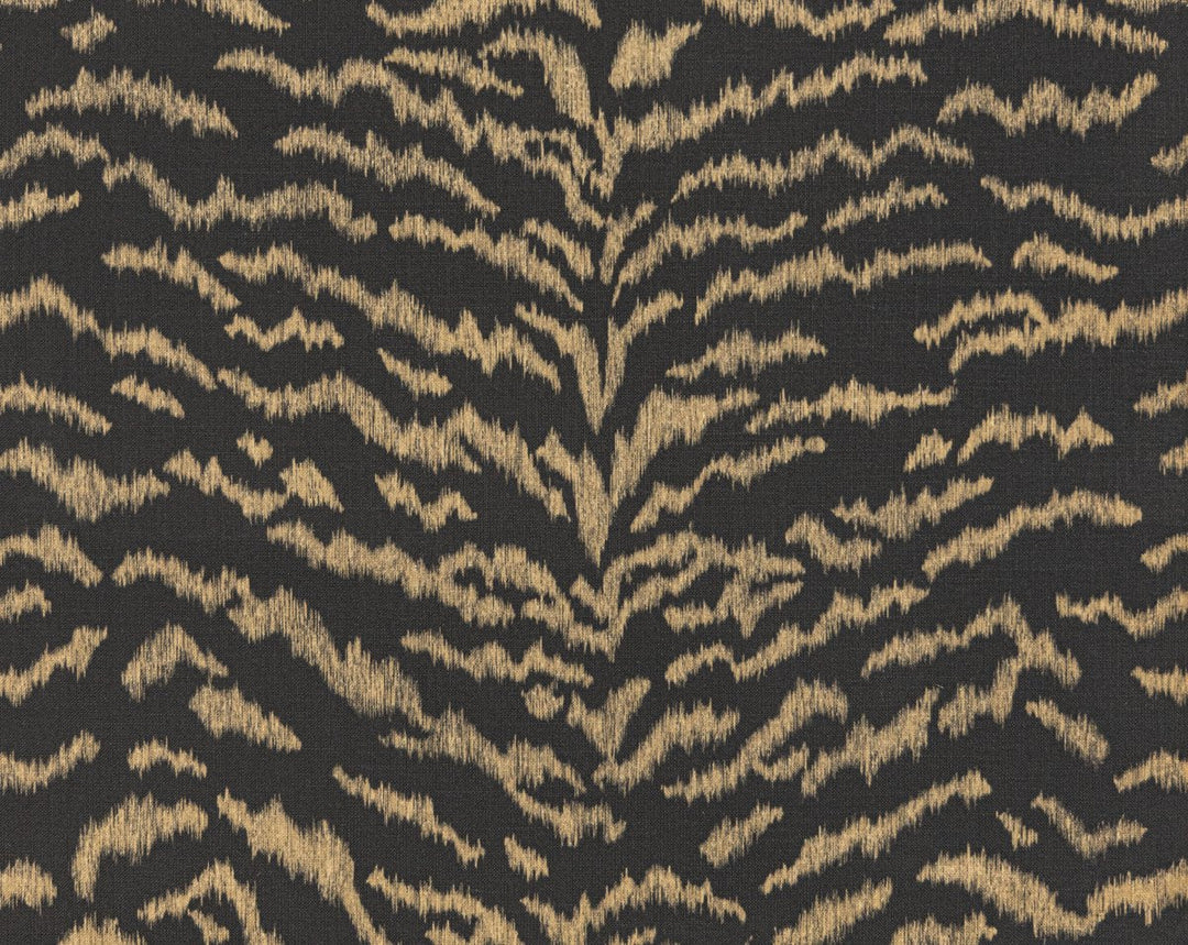 Tigress Printed Linen Wc Bronze On Black SCWP88616D0006 by Scalamandre Designer Wallpaper