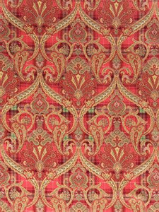 Scalamandre Fabric Highland Fling Printed Velvet Reds & Pink SC163160001