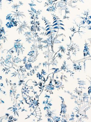 Nanjing China Blue SC165520001 by Scalamandre Designer Fabric ORIANA 100% COTTON UNITED KINGDOM LIGHT DUTY Horizontal: 36.25" and Vertical: 27" 54 - Swanky Fabrics -