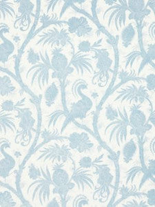 Scalamandre Fabric Balinese Peacock Linen Print Sky SC165750001