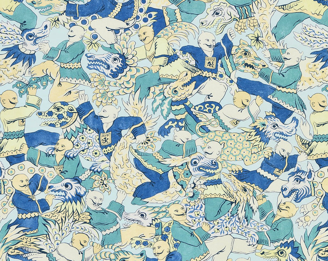 Dragon Dance Summer Sage SC166120001 by Scalamandre Designer Fabric