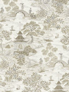 Scalamandre Fabric Satomi Hand Block Print Pewter SC166240001