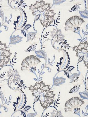 Adara Embroidery Delft SC270360001 by Scalamandre Designer Fabric ORIANA 55% LINEN 40% VISCOSE 5% POLYESTER INDIA LIGHT DUTY Horizontal: 23.625" and Vertical: 23.625" 52 - Swanky Fabrics -