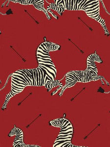 Scalamandre Fabric Zebras | Outdoor Masai Red SC363780001
