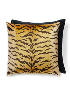 Scalamandre Pillow Tigre | SilkVelvet   22 X 22 - Ivory, Gold & Black Black SCATIGRPILL0001