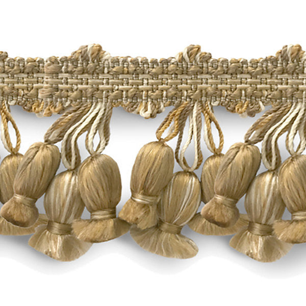 Newport Tassel Fringe - Silk White, Fawn, Taupe SCFT11030001 by Scalamandre Designer Trim