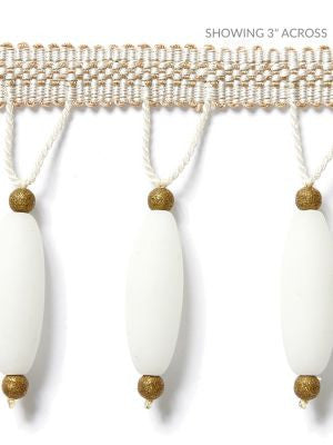 Vionnet Beaded Fringe Alabaster SCFX15010001 by Scalamandre Designer Trim MERCHANTE 91% GLASS 5% METALLIC 4% VISCOSE INDIA LIGHT DUTY Horizontal: and Vertical: 1.125" 3.13 - Swanky Fabrics -