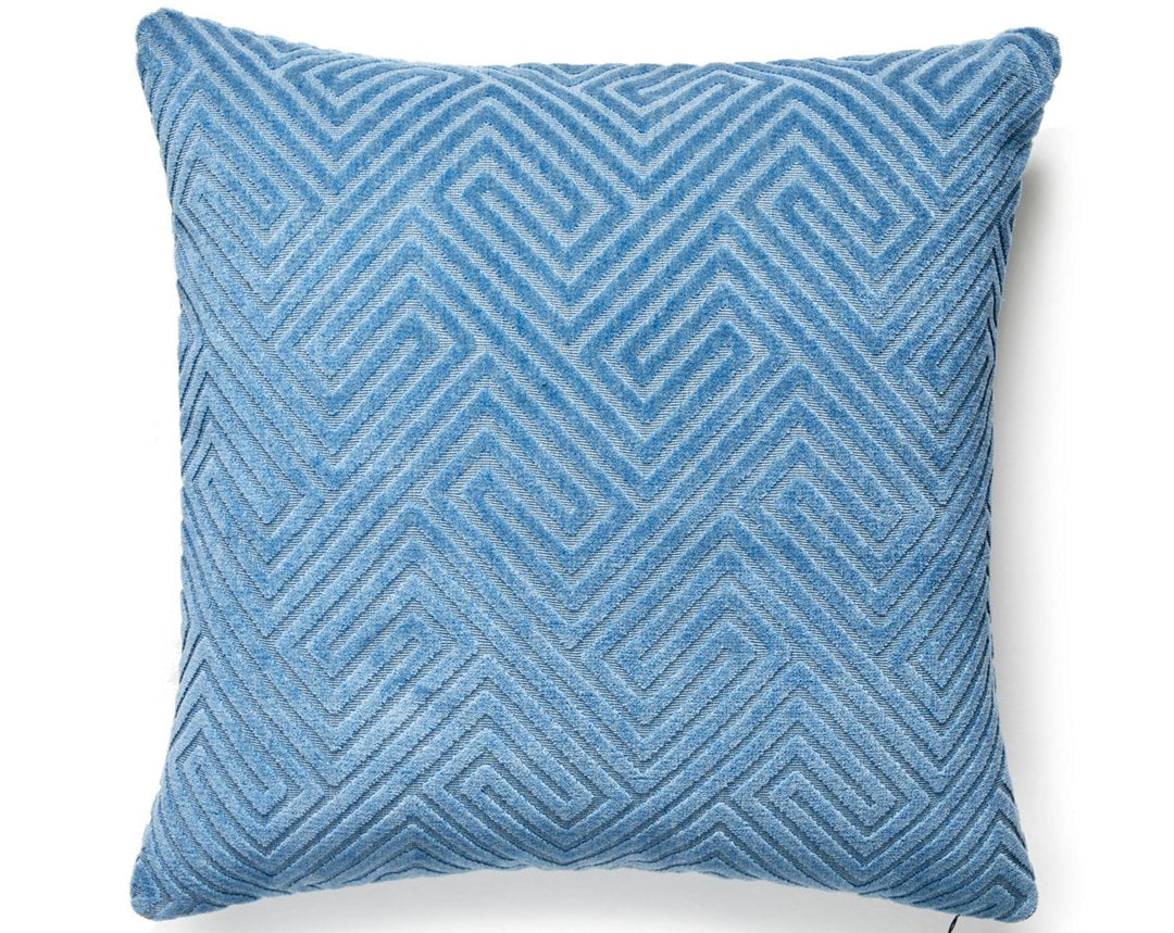 Meander Velvet Outdoor Pillow 22 X 22 - Denim SCMEANPILL0001 by Scalamandre Designer Pillow