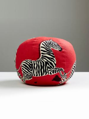 Zebras Pillow 12 Dia - Masai Red SCSZEBRAPIL0001 by Scalamandre Designer Pillows ZEBRA COLLECTION 73% COTTON; 27% LINEN U.S.A. Horizontal: and Vertical: 0 - Swanky Fabrics -