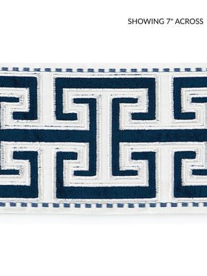 Luxor Velvet Tape Porcelain SCT33040001 by Scalamandre Designer Trim LA BOHEME 86% COTTON 14% VISCOSE INDIA LIGHT DUTY Horizontal: 3.75" and Vertical: 4.75 - Swanky Fabrics -