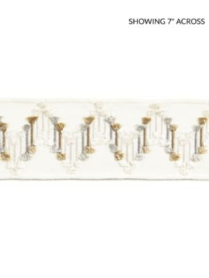 Sayuri Embroidered Tape Fawn SCT33240001 by Scalamandre Designer Trim PACIFICA 60% VISCOSE 40% RAYON INDIA LIGHT DUTY Horizontal: 4" and Vertical: 2.75 - Swanky Fabrics -