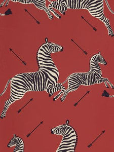 Scalamandre Wallpaper Zebras | Vinyl Masai Red SCWP81388MV0001