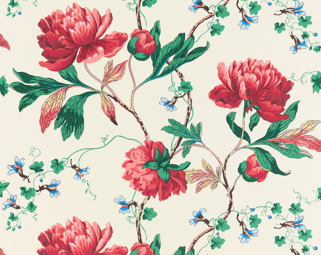 Isadora Wallcovering Red Multi SCWP885620001 by Scalamandre Designer Wallpaper